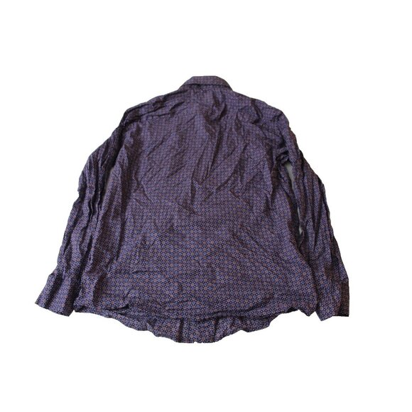 Faconnable Mens Small Purple Geometric Print 100% Cotton Button Down Shirt - Picture 2 of 5